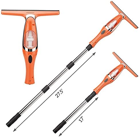 Monzana Rechargeable Window Vacuum Cleaner Set | Squeegee Spray Bottle | Telescopic Rod | Streak-Free | Microfibre | Shower Mirror Wipers | Cordless UK Plug | Vac Electric