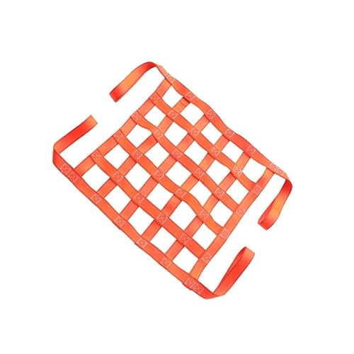 Filet de levage plat en polyester orange de 239 cm de long à mailles carrées