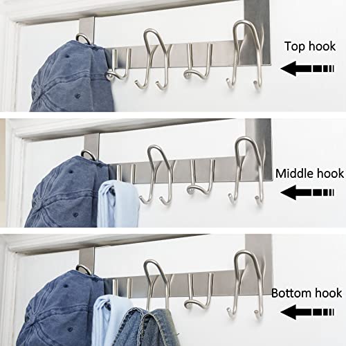 SKOLOO Over The Door Hooks, for Doors up to 1-3/4'' Thickness, Metal Door Hanger with 11 Hooks - Image 4