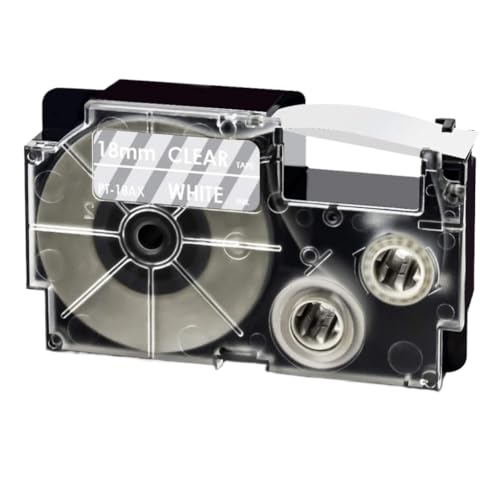 �� 18mm X 8m ���x���e�[�v 4 �p�b�N �v�����^���Օi XR-18ARD XR-18WE KL 120 750 170 130 200E 300 �p ���i�ԍ����n��(White on Clear)