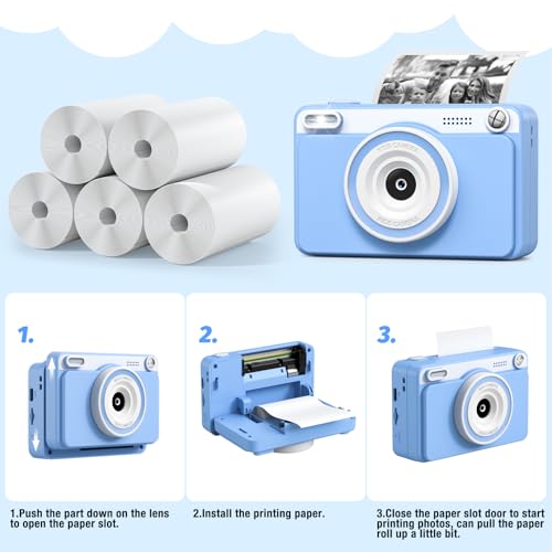 GREENKINDER 5 Rollen Druckpapier für Kinderkamera, Sofortdruck Thermopapier, Nachfüllpapier für Kinderkamera, Sofortbildkamera Druckpapier für Kinder(Für die Sofortdruckkameras des Modells H10)