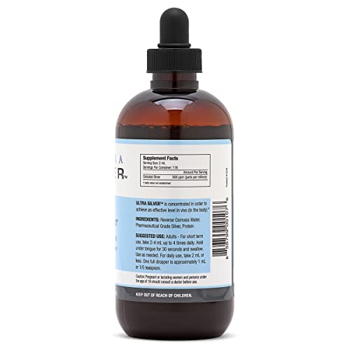 Ultra Silver® Colloidal Silver | 500 Ppm, 8 Oz (236Ml) | Mineral Supplement | True Colloidal Silver - With Dropper #TOP2