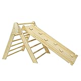 Foldable Wooden Triangle Climber with Reversible Climbing Ramp/Slide, CPSA Certified, Foldable...