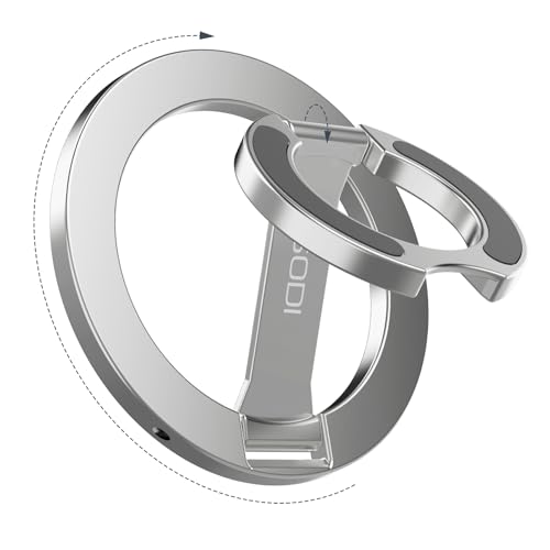 「2025 新登場」 SODI スマホリング 両面マグネット ダブルリング 超強磁力 スマホスタンド Magsafe&マグセーフ対応 折りたたみ式 ハンガーリング 縦横両用スタンド 180度・270度反転 多角度調節可能 光反射防止 薄型 軽量化 防水 お手入れ簡単 iPhone16/15/14/13/12対応 アンドロイド全機種対応 磁石でくっつく 日本語取扱説明書 メタルリング付き シルバー