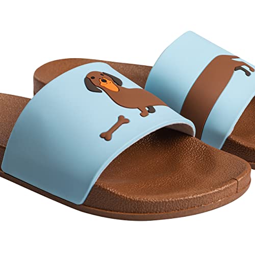Dedoles Badeschuhe & Hausschuhe viele lustige Designs Bücher Kaffee Katze Party Pizza Dackel Fuchs Panda Delfin Geschenk, Farbe: Langer Dackel, Gr.: 39 EU