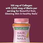 Nature's Bounty Optimal Solutions Hair, Skin & Nails with Biotin and Collagen, Citrus-Flavored Gummies Vitamin Supplement, 2500 mcg, 80 Ct, 40 Total Servings - Image 3