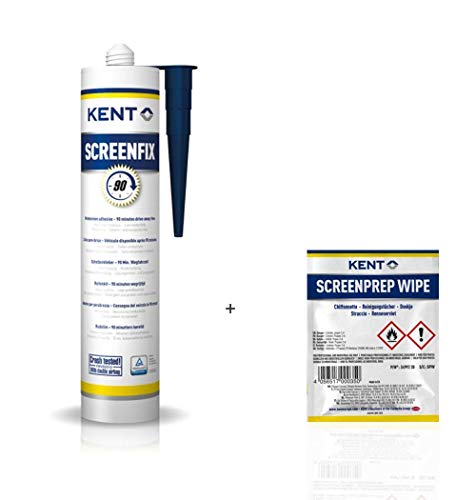 Colle pare-brise à séchage rapide Kent Screenfix 90 kit 290ml avec nettoyant Screenprep