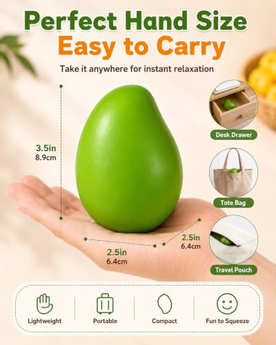 2 Pack Crunchy Squishy Set, Color Changing Mango and Lime Stress Balls, Heat-Reactive ASMR Sensory Fidget Set, Slow-Rising PU Mango with Bead-Filled TPR Lime, Novelty Desk Gift for Adults Teens - Image 8