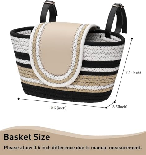 Handmade Bike Basket Front, Woven Bicycle Baskets for Adult Bikes, Rustic Detachable Handlebar Bike Basket for Women Girls with Leather Lid, Adjustable Leather Straps, Black - Thumbnail 2