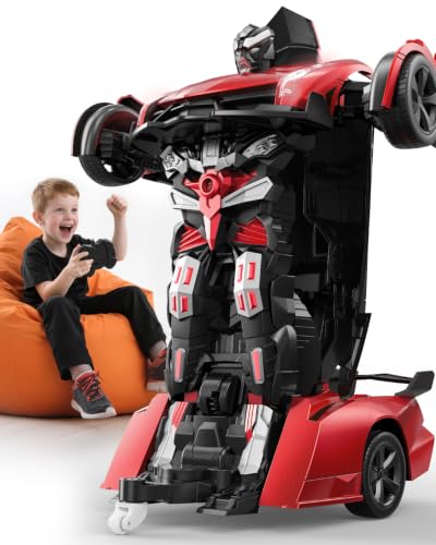 Image of Veeniix V992 1:14 Scale 2-in-1 Transform RC Robot Car Toy, Red