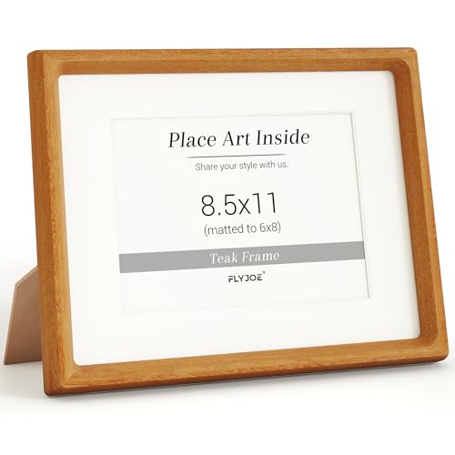 Picture Frame, USA-Sourced Hardwood Photo Frame, Teak, 8.5 by 11