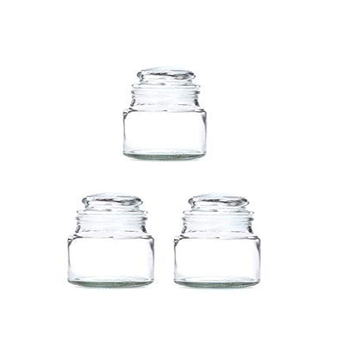 PACK OF 3PCS 100ML Empty Refillable Clear Glass Jar with Airtight Lid for Storing & Dispensing DIY Creams, Lip Balms, Candles for Home Beauty & Candle Jar