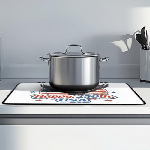 Image of Poceacles 4th of July Stove Cover for Glass Top Stovestop, Induction Electric Stove Cover Protector Oil Resistant Heat Resistant Washer Dryer Top Mat, 29 inch x 21 inch, American Flag Eagle USA 250th Print