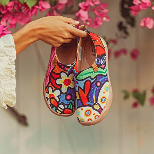 Uin Women's Flats Canvas Lightweight Slip Ons Sneakers Walking Casual Art Painted Travel Shoes Secret Garden (39) #TOP2