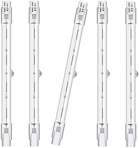 Queeplo 5 Pack R7s Bulb 118mm Dimmable 160W 230V 2800K Warm White Halogen Floodlight Bulb for Security Landscape Ceiling Lights Floor Lamps