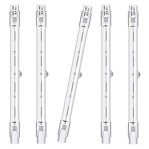 Queeplo 5 Stück R7S Halogen Leuchtmittel 160W 230V Dimmbar Warmweiß,118mm R7S Halogenstab