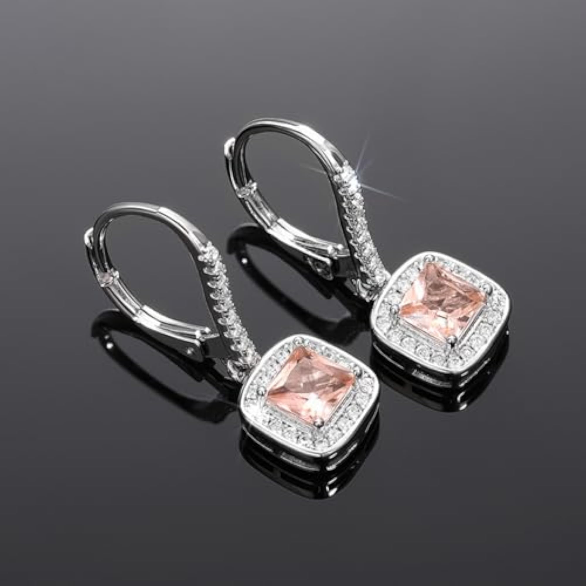 Women's Silver Plated CZ & Crystal Hoop Drop Earrings