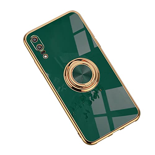 Rdyi6ba8 Compatibile con Cover Huawei P20, Ultra Sottile Morbida TPU Silicone Placcato Case 360° Regolabile Anello Magnetica Supporto Ring Cover per Huawei P20 - Verde Scuro