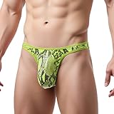 Men's Glow in the Dark Exotic Ice Silk Thong Low Rise Sheer Underwear for Nightclub and Wear (Green, XL) - Image 2