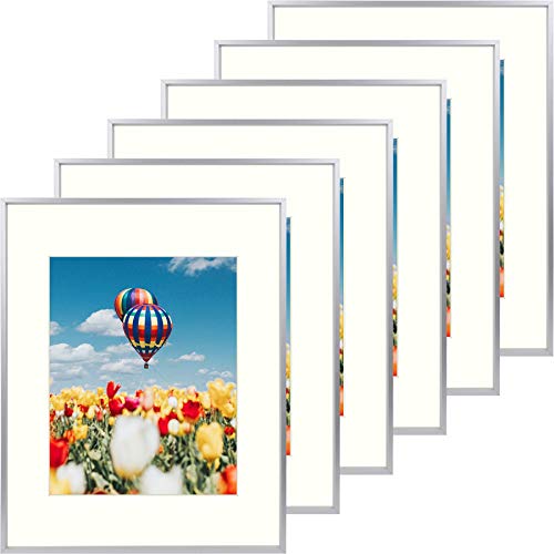 Golden State Art, 16X20 Classic Satin Aluminum Photo Frame With Ivory Color Mat For 11X14 Photo, Landscape Or Portrait, Real Glass (Silver, Pack Of 6) #TOP26