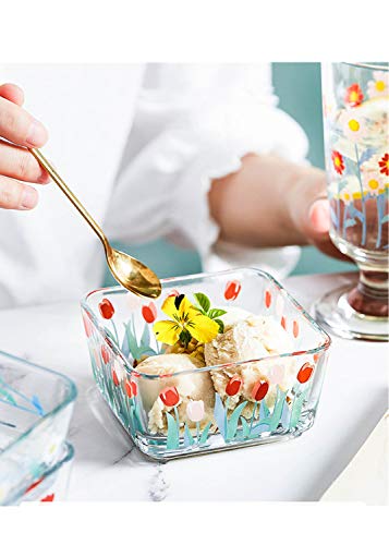 Yaocoral 9 Oz Tulip Candy Dish Small Glass Candy Bowl,Mini Dessert Bowl Clear Square Glass Bowl For Dessert,Snack,Fruit,Yogurt,Dip,Side Dishes,Kitchen Prep(Mixcolor3) #TOP4