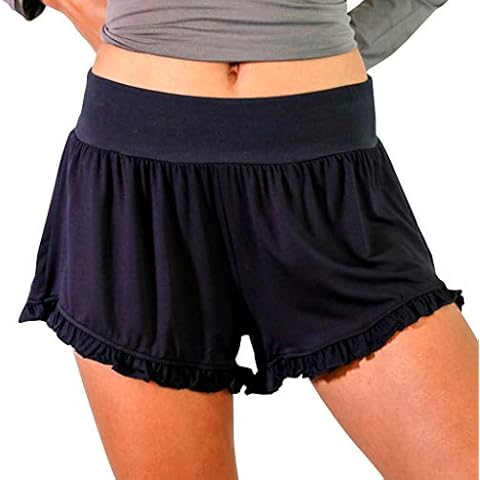Faceplant Dreams Ruffle Shorts (Black, Medium) |Luxury Lounge and Sleepwear Cover