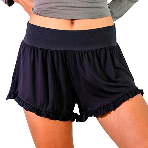 Faceplant - Pantalones cortos de bambú con volantes - Negro - M