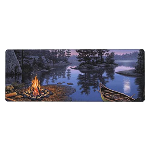 Grand tapis de souris jeux vidéo lac et camping pour ordinateur