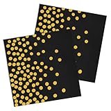 OSDUE 40 Servilletas Papel, Servilletas Fiesta Servilletas Papel Decoradas Decoración de Mesa para Fiestas Decorativas Cumpleaños Bodas Celebraciones Navideñas,Dorados Lunares Negro