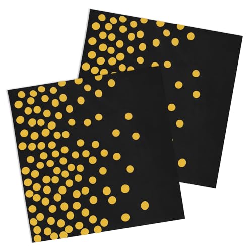 Image of OSDUE 40Pcs Black and Gold Polka Dot Napkins, 33x33CM Paper Serviettes Disposable Cocktail Napkins Decoupage Napkin for Wedding Anniversary Holiday Celebrations Table Decorations Party Supplies