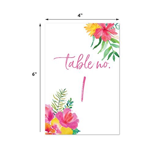 Andaz Press Tropical Floral Garden Wedding Table Numbers 1-20, 4x6-Inches, Black, Silver, Modern, Table Numbers