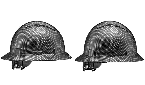 Acerpal Full Brim Hard Hat - Osha Safety Helmet - Classic Black Carbon Fiber Design No-Vented + Vented With Matte Finish - 6-Point Ratchet Suspension - Construction Protective Gear For Men And Women #TOP30