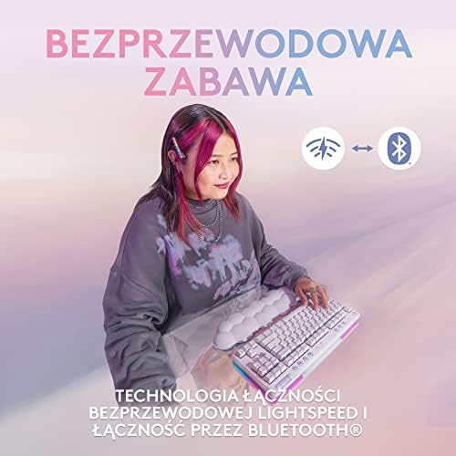 Logitech G715 Bezprzewodowa Klawiatura Do Gier Stylowe Oświetlenie LIGHTSYNC RGB, LIGHTSPEED, Przełączniki Linear (GX Czerwony), i Podpórka Pod Nadgarstek, Kompatybilna z PC i Mac - Biały
