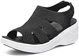 YESWIN Womens Wedge Sandals Platform Walking Sandals Open Toe Ankle Elastic Strap Casual Comfortable Summer Dressy