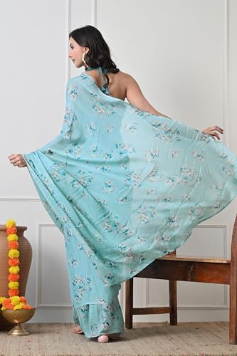 Image of MIRCHI FASHION Women Saree Chiffon Floral Printed | Breathable Lightweight Sari for Regular Home and Office Wear with Blouse Piece