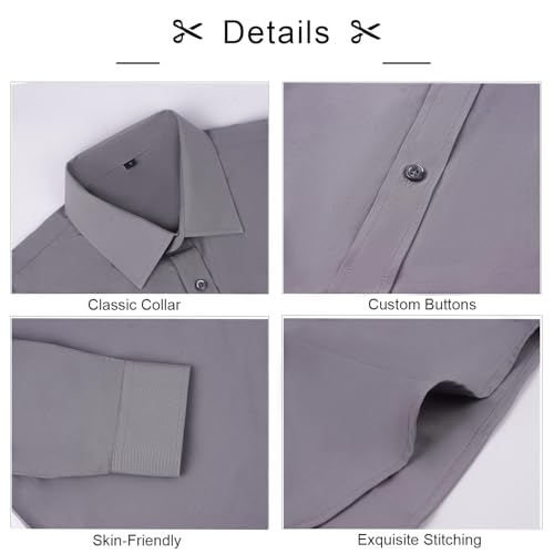 Image of Alizeal Mens 3 Pcs Long Sleeve Shirts Set | Pocket Square Necktie Perfect for Weddings Business Daily Wear