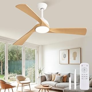 ZMISHIBO Ventilateur de Plafond avec Lumière et Télécommande, Ø132 cm, Moteur DC Silencieux, 6 Vitesses, 3 Températures de Couleur LED (3000K/4000K/6000K), Modes Été/Hiver, Minuterie 1/4/8h ABS