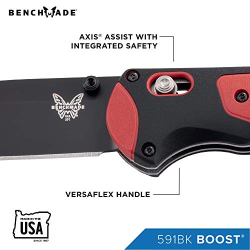 Benchmade - Boost 591, Edc Folding Knife, Opposing Bevel Blade With Pry Tip, Manual Open, Axis Assist Mechanism, Made In Usa, Black (591Bk) #TOP27