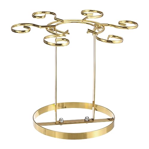 uxcell Countertop Wine Glass Holder, Freestanding Wine Glass Rack with 6 Hooks, Metal Stemware Holder Stand for Bar, Kitchen Home Storage (Gold 265x230mm) by uxcell - Used condition - US$25.93