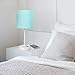 Simple Designs LT2044-AOW White Stick Table Desk Lamp with USB Charging Port and Drum Fabric Shade, Aqua Shade