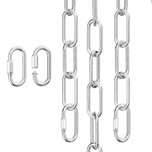 Image of garini 10 Feet Silver Light Fixture Chain, Adjustable Metal Pendant Chandelier Chain Extension with Detachable Link, Maximum Load is 66 Pounds