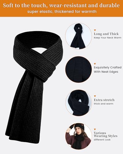 Hat Gloves Scarf Set for Women, Winter Knit Beanie Fleece-lined Touch Screen Gloves Long Scarve 3 in 1 Set Gift for Women - image 6