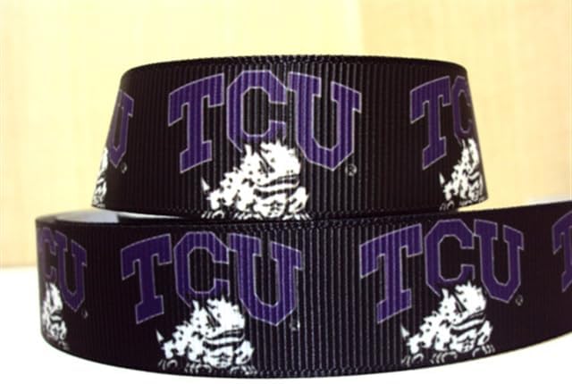 Grosgrain Ribbon TCU Christian Horned Frogs Printed are for Hair Bows Crafts Gifts and More 7/8 inch (1 Yard)