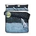 3D zwierzęta wilk, zestaw pościeli poszewka na kołdrę i poszewka na poduszkę Yin Yang czarny biały niebieski pomarańczowy mikrofibra chłopiec nastolatek (styl 4, King 220 x 240 cm)