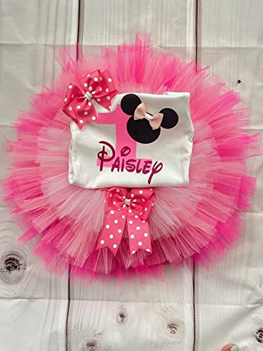 Mouse Birthday Outfit Tutu Set Dress Shirt Any Age In Pink Baby Light Pink And White #TOP1