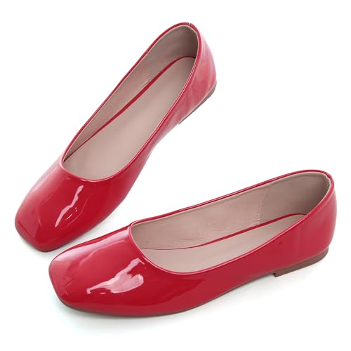 Image of Dear Time Women's Casual Foldable Ballet Flats Square Toe Ballerina Flats Shoes Comfortable