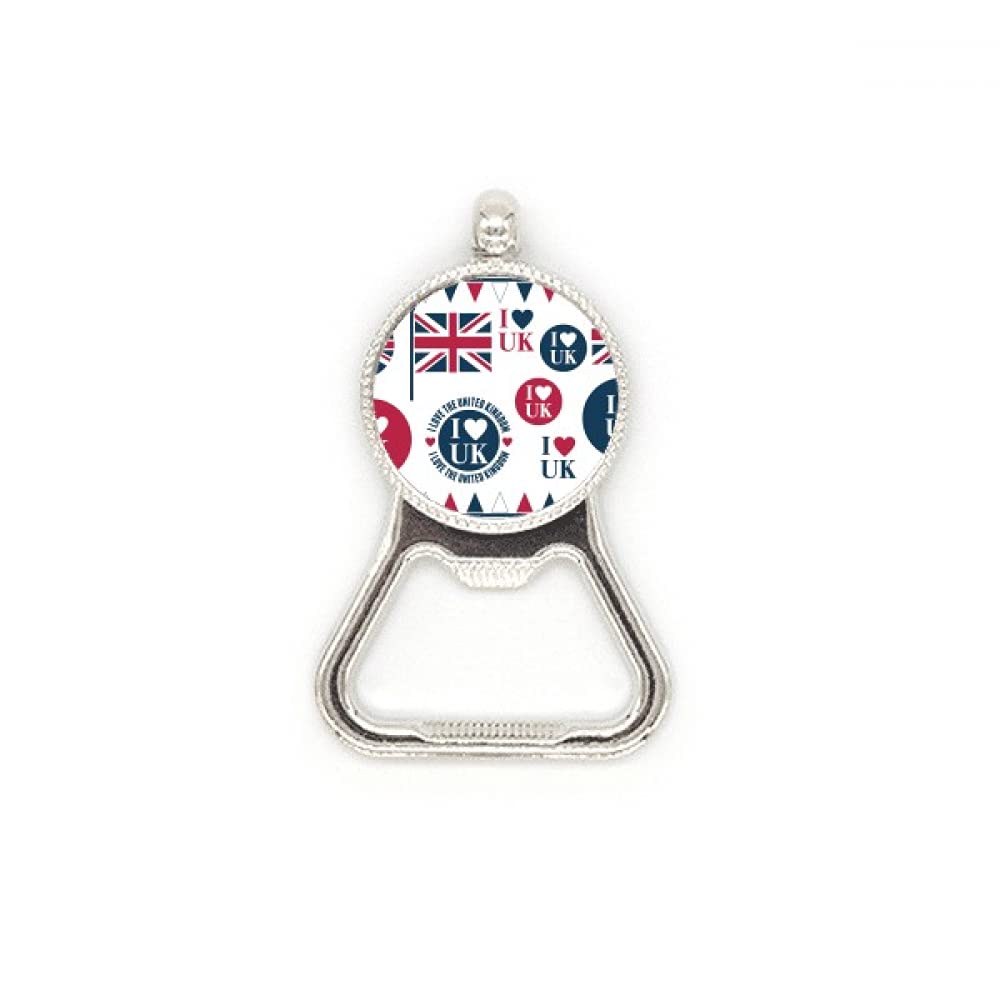 Ouvre-bouteille en acier inoxydable cœur Union Jack robuste et durable
