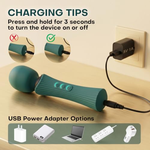 Image of Handheld Personal Wand Massager - 12 Powerful Vibration Modes, Green