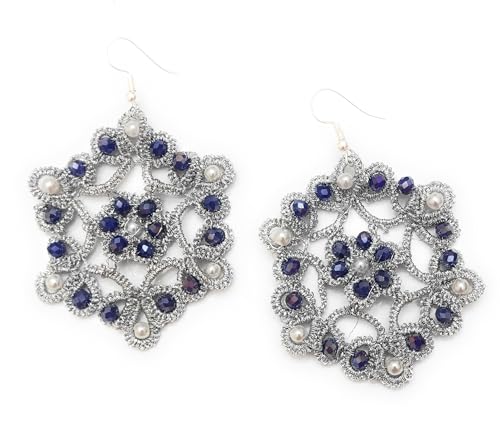 Orecchini chiacchierino con cristalli e perline handmade lavoro fatto interamente a mano