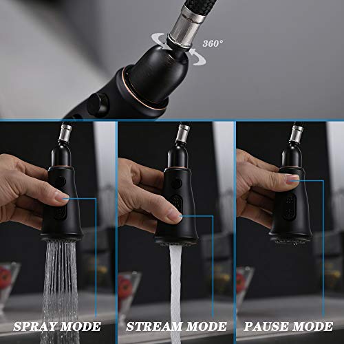 Touchless Kitchen Faucet With Pulldown Sprayer,20 Single Kitchen Sink Faucets Black Pull Out Sprayer,High Arc Pulldown Single Handle For Motion Sensor 3 Hole Deck Mount,Black (Oil-Rubbed Bronze) #TOP6